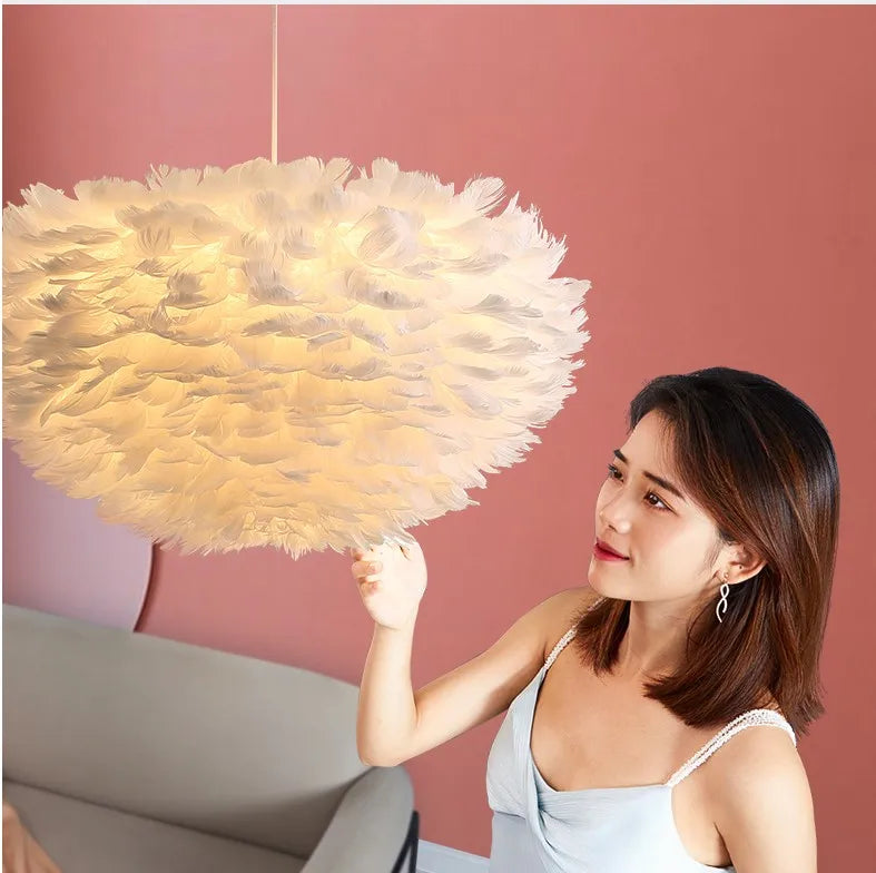 Warm Feather Chandelier for Modern Spaces