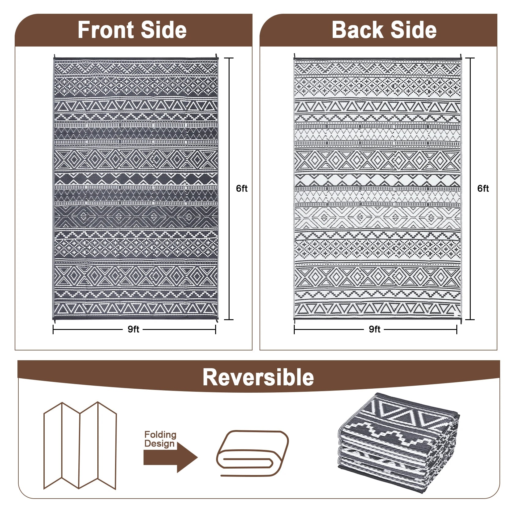 Waterproof 5x8 Outdoor Reversible Rug