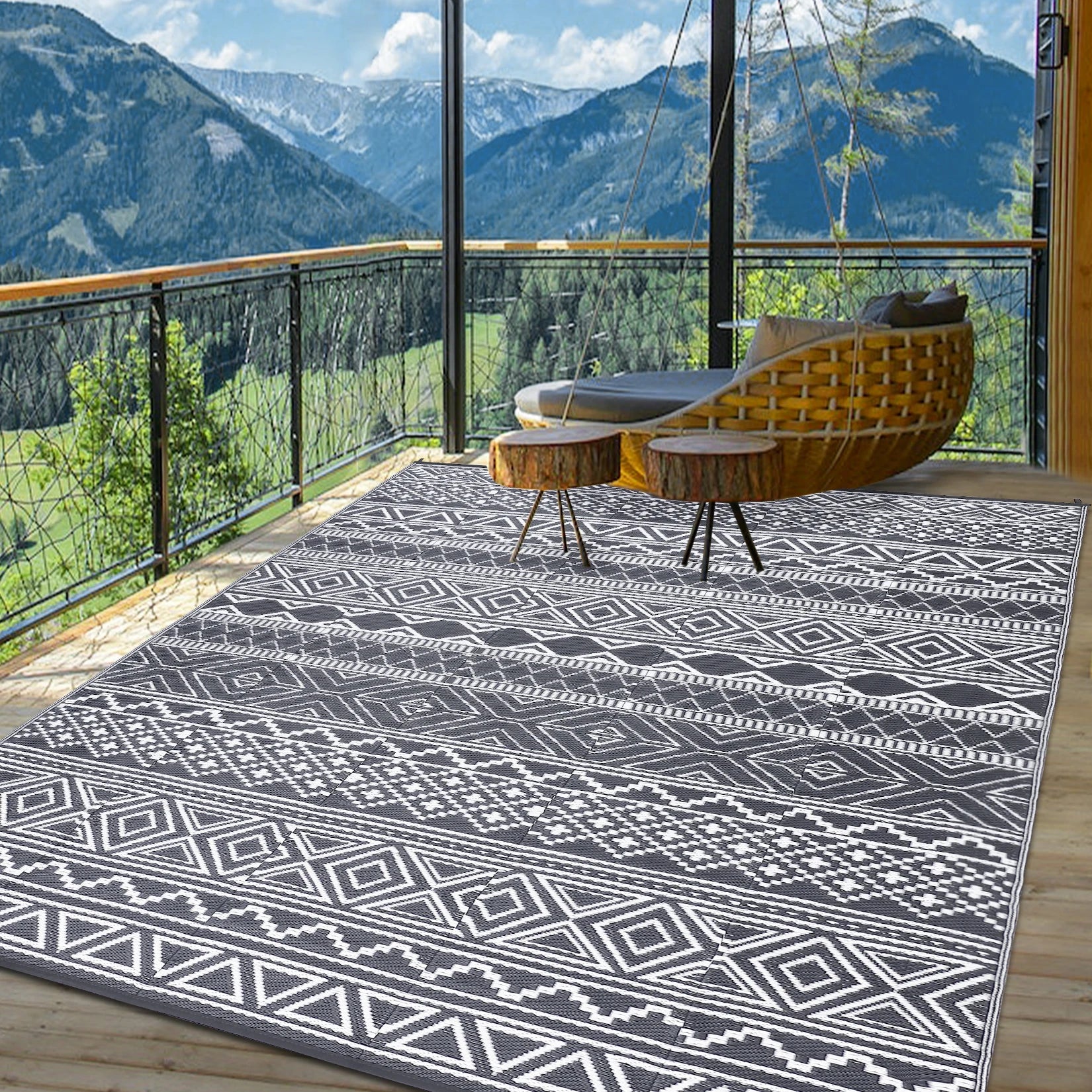 Waterproof 5x8 Outdoor Reversible Rug