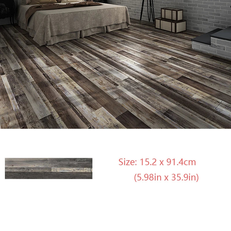 Waterproof Self-Adhesive Wood Grain Floor Sticker 15.2x91.4cm