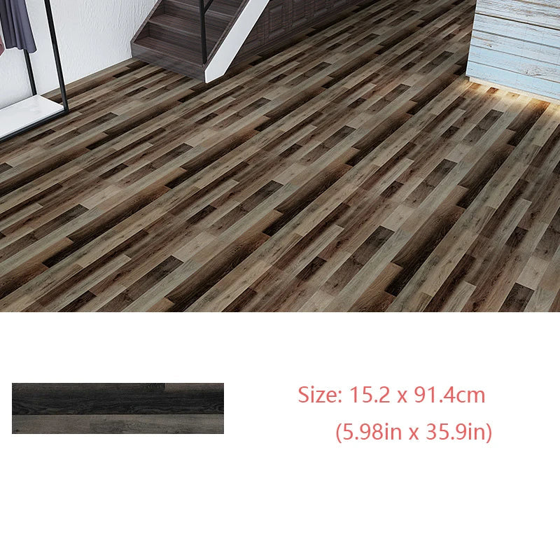 Waterproof Self-Adhesive Wood Grain Floor Sticker 15.2x91.4cm