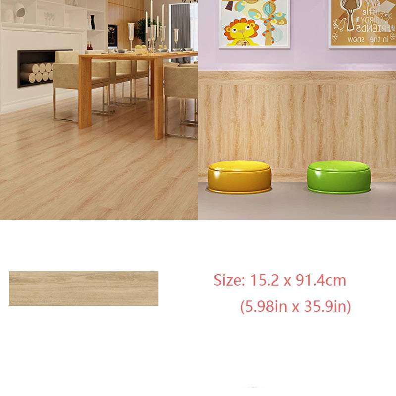 Waterproof Self-Adhesive Wood Grain Floor Sticker 15.2x91.4cm