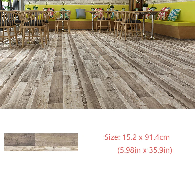 Waterproof Self-Adhesive Wood Grain Floor Sticker 15.2x91.4cm