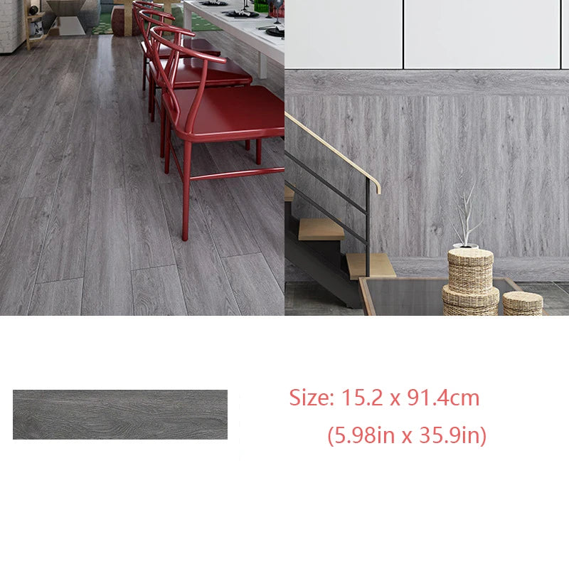 Waterproof Self-Adhesive Wood Grain Floor Sticker 15.2x91.4cm