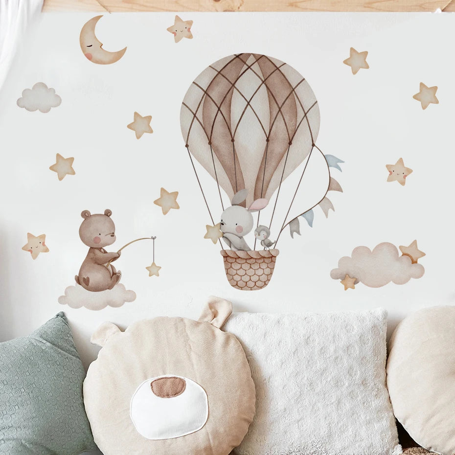 Whimsical Cartoon Animal Wall Stickers