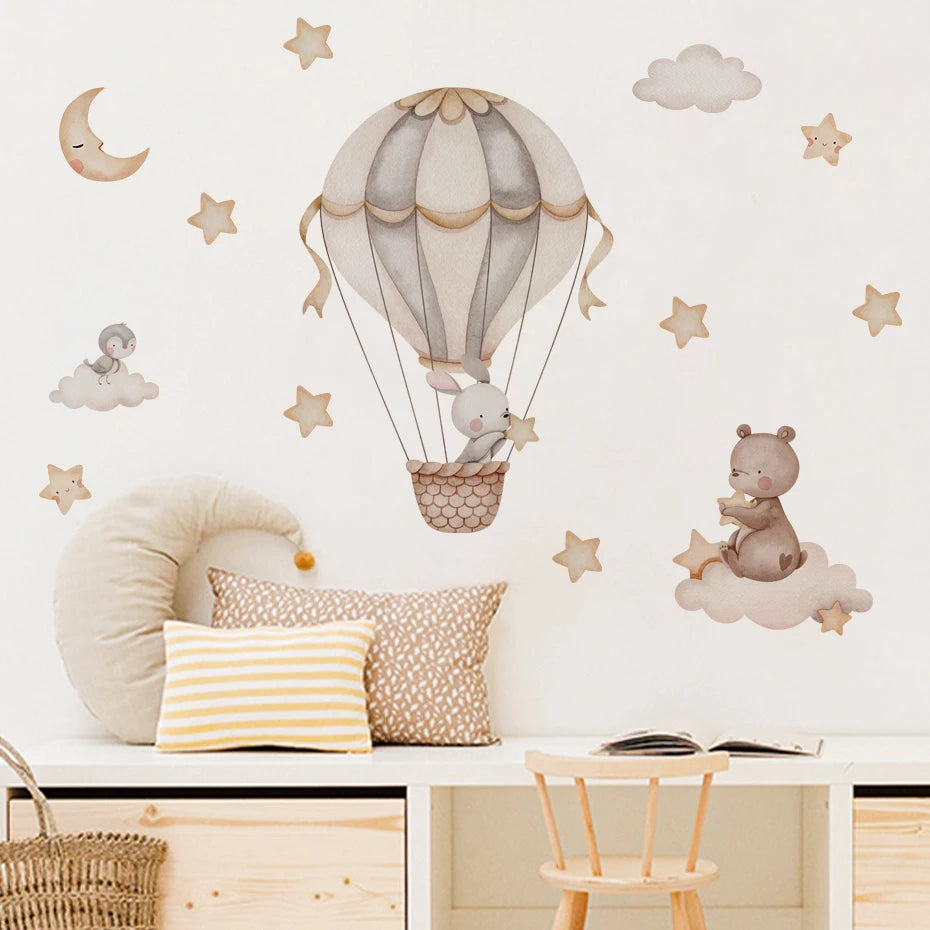 Whimsical Cartoon Animal Wall Stickers