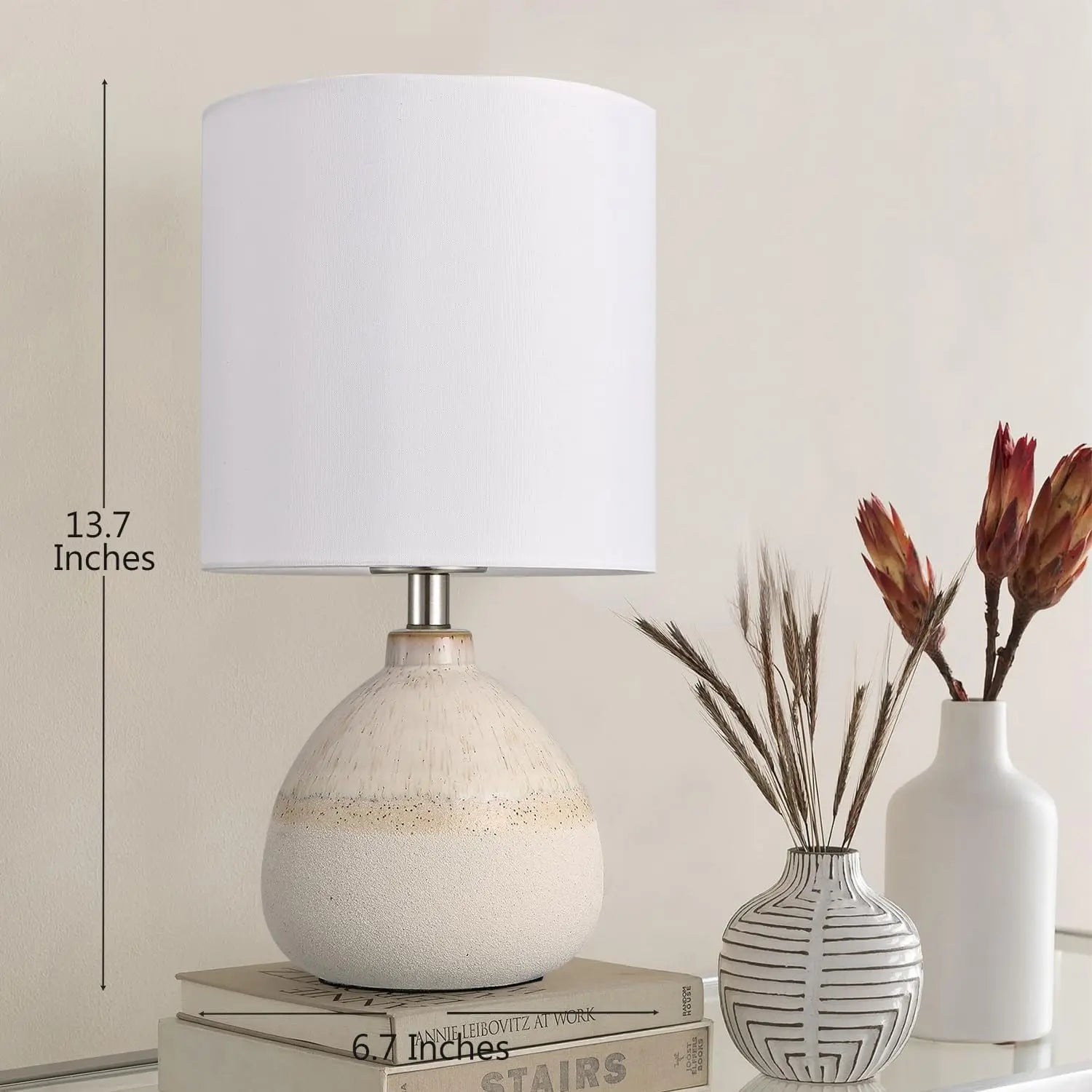 White Ceramic Rustic Table Lamps Set