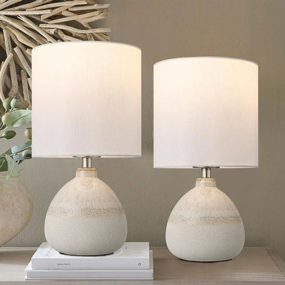 White Ceramic Rustic Table Lamps Set