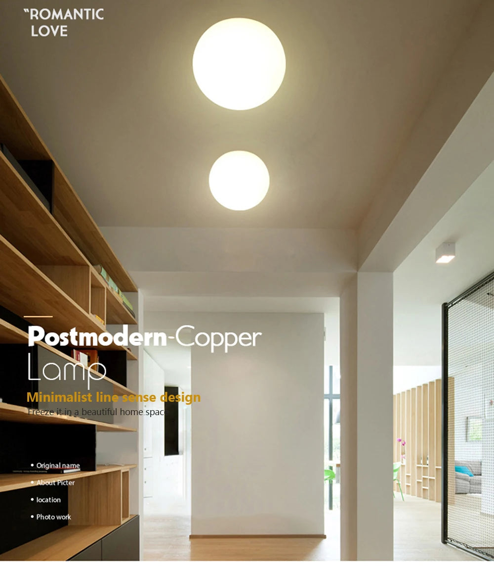 White Glass Minimalist LED Ceiling Light