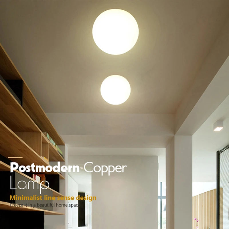 White Glass Minimalist LED Ceiling Light