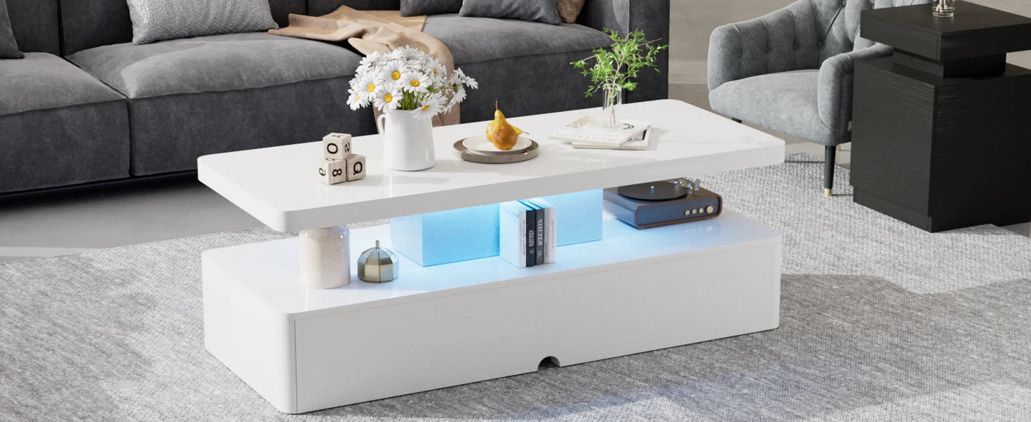 White Modern LED Coffee Table