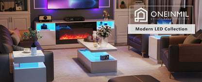 White Modern LED Coffee Table