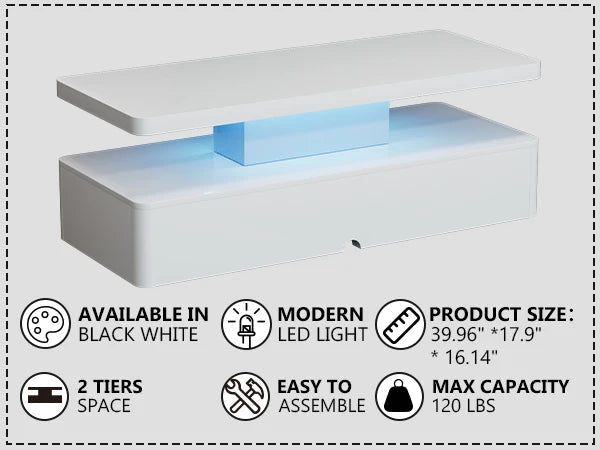 White Modern LED Coffee Table