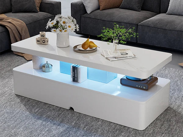 White Modern LED Coffee Table