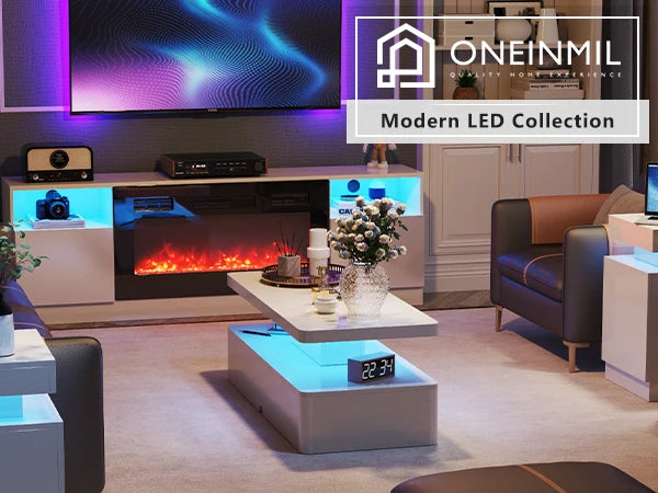 White Modern LED Coffee Table