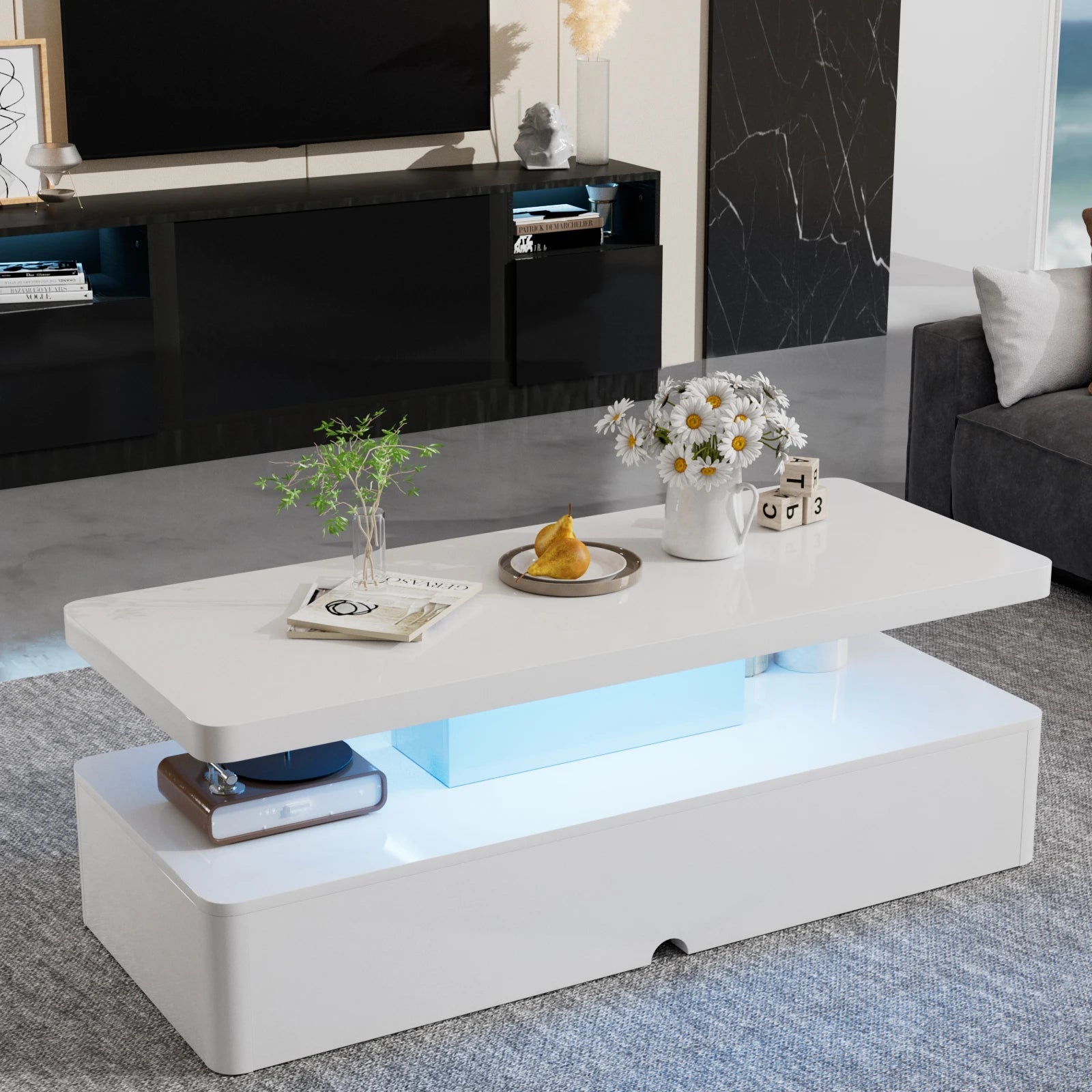 White Modern LED Coffee Table