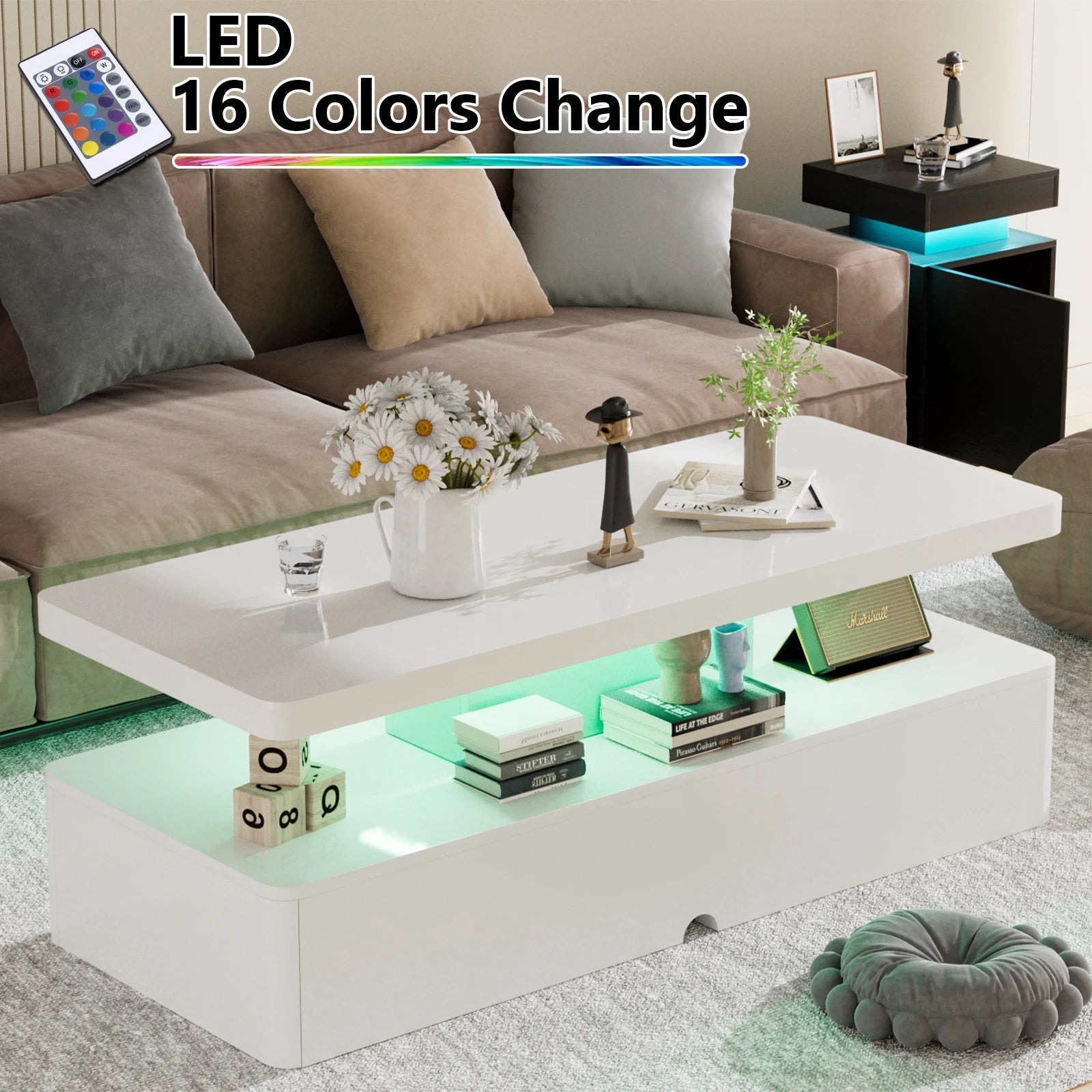 White Modern LED Coffee Table