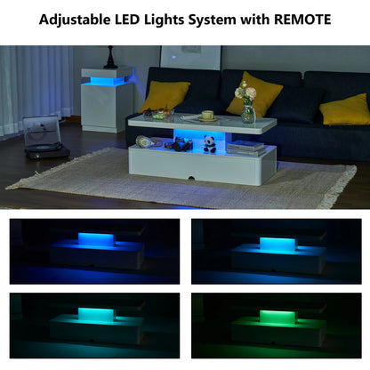 White Modern LED Coffee Table