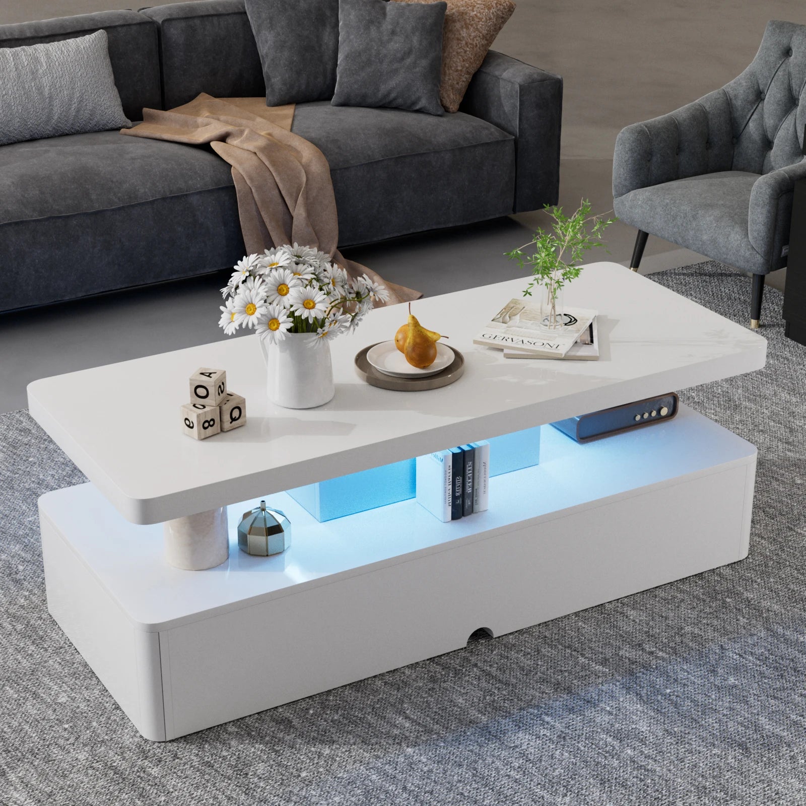 White Modern LED Coffee Table