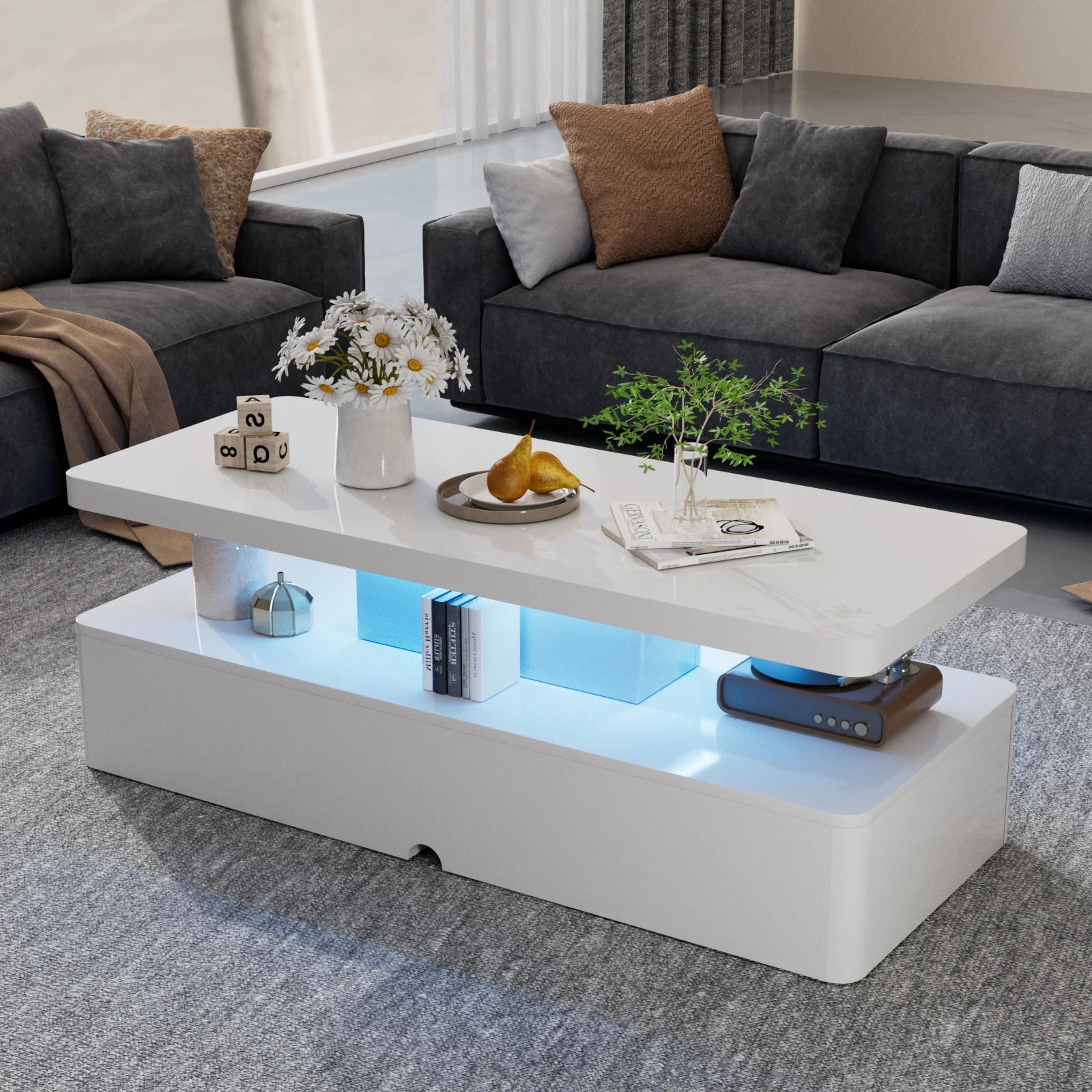 White Modern LED Coffee Table