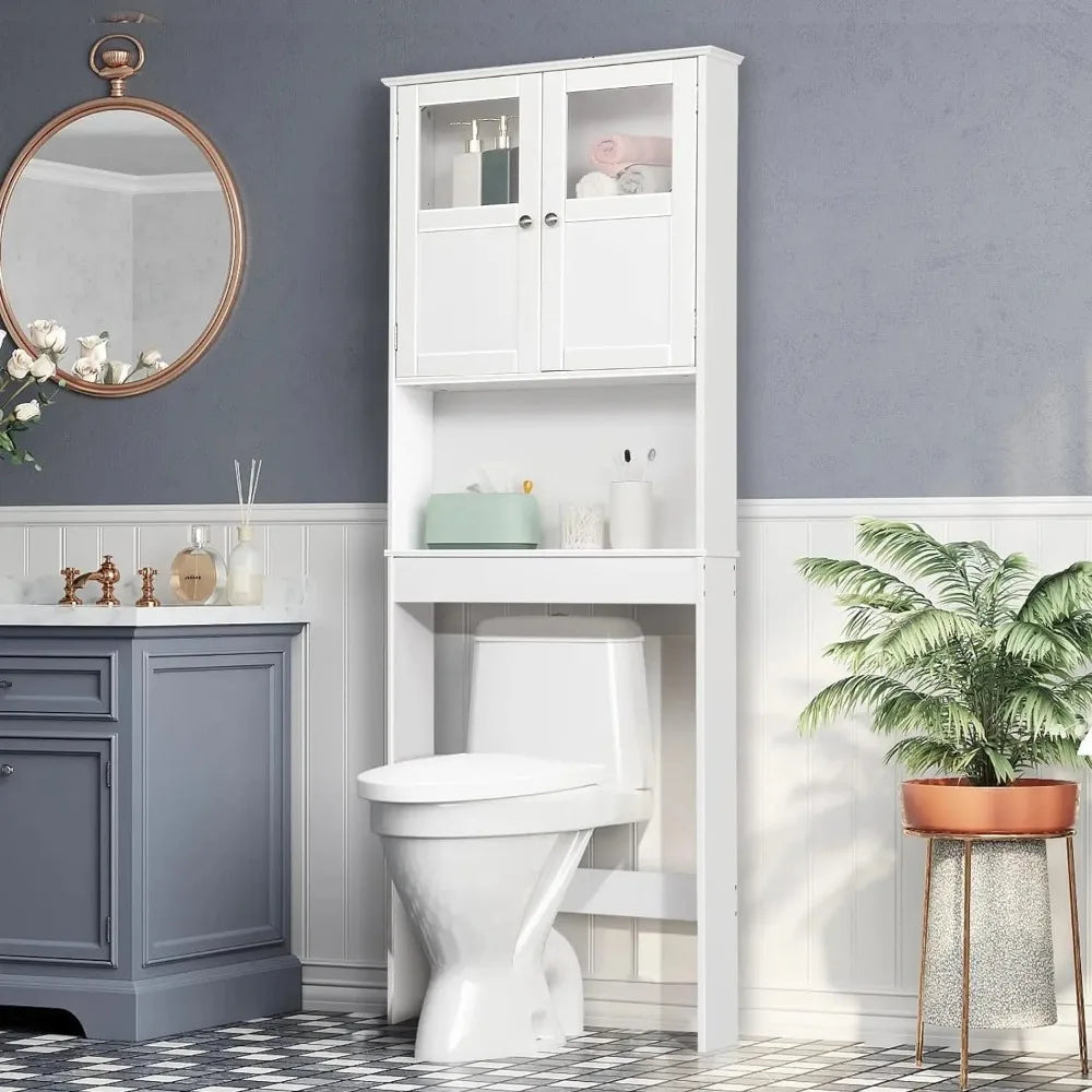 White Over Toilet Storage Cabinet