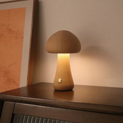 Wooden Mushroom Night Light for Kids