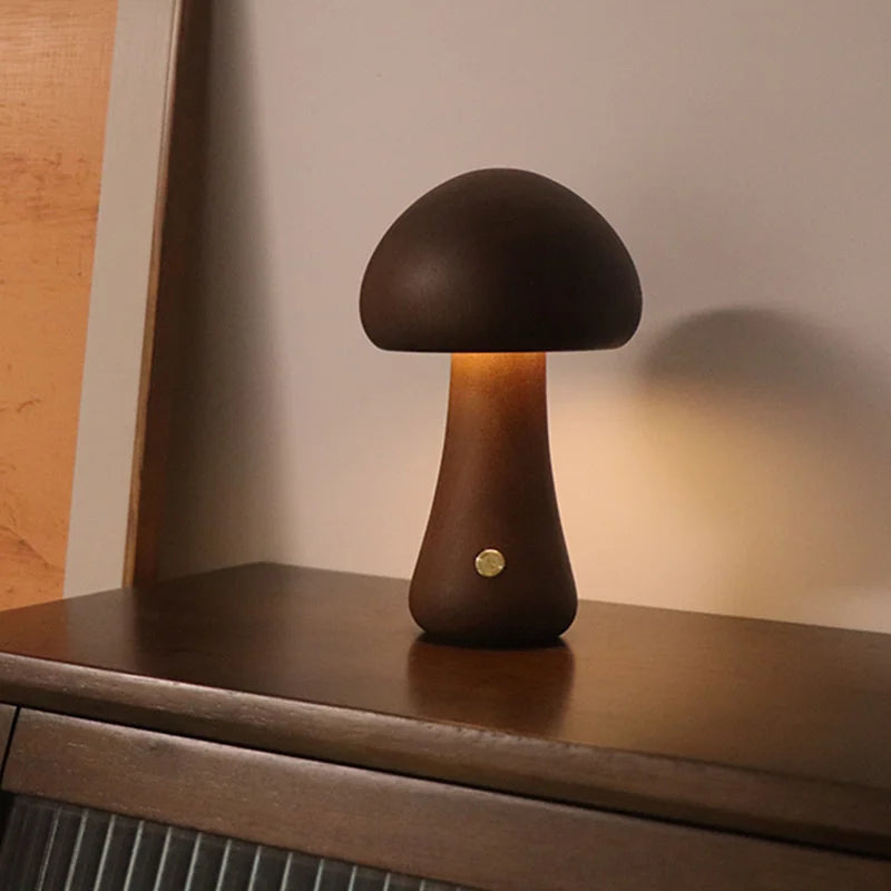 Wooden Mushroom Night Light for Kids