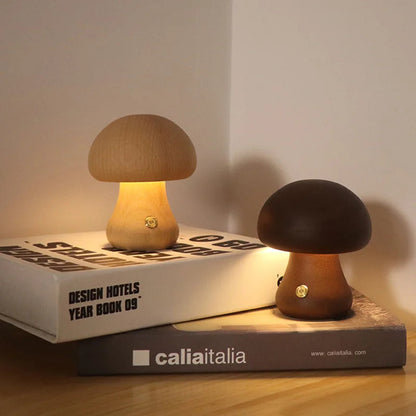 Wooden Mushroom Night Light for Kids