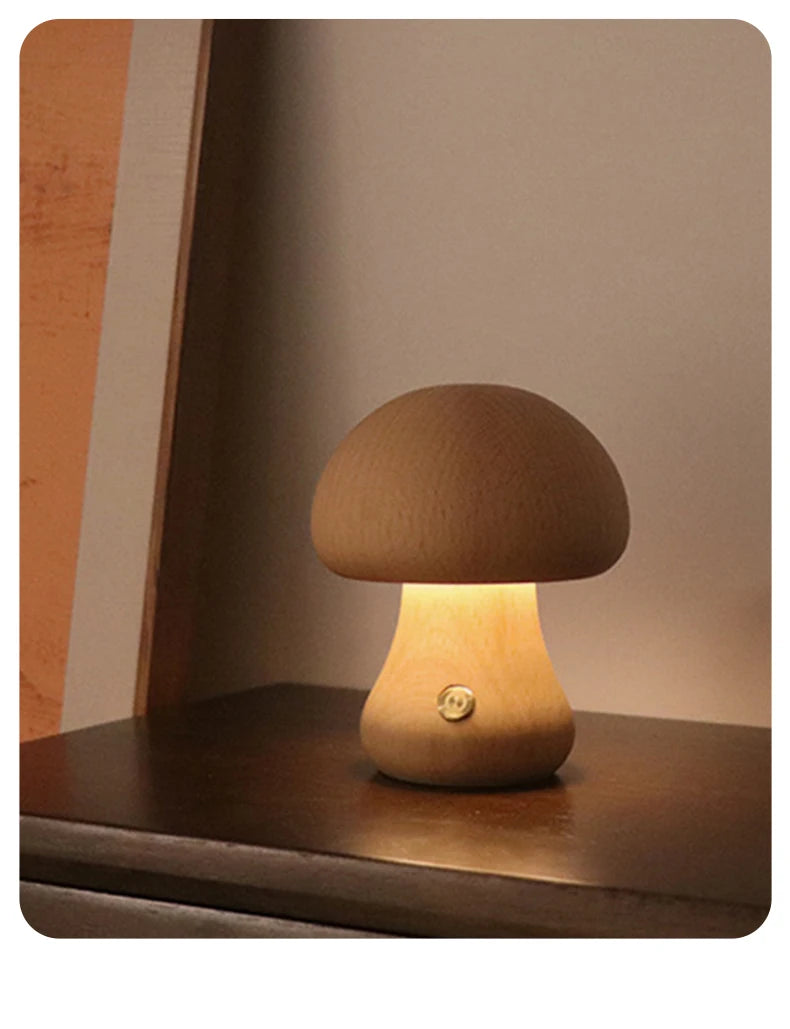 Wooden Mushroom Night Light for Kids