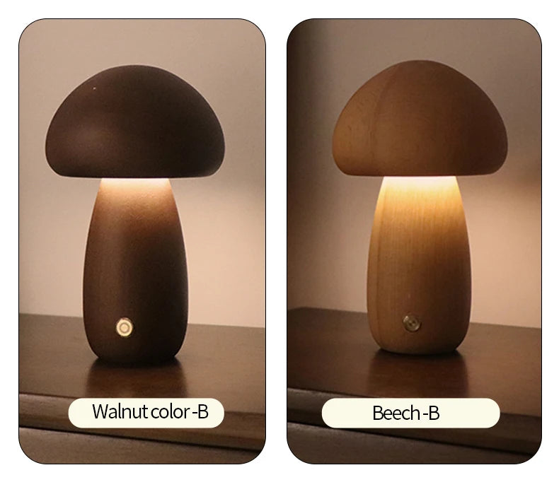 Wooden Mushroom Night Light for Kids