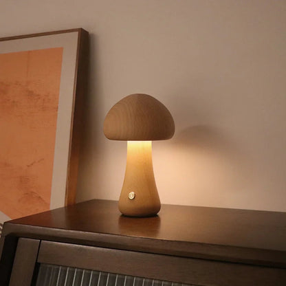 Wooden Mushroom Night Light for Kids