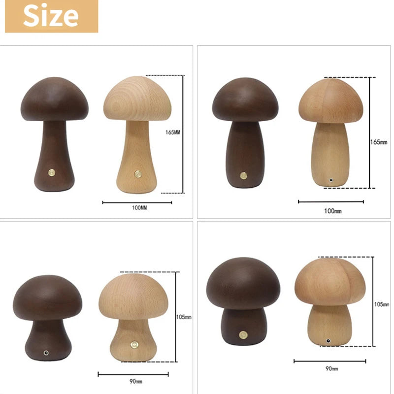 Wooden Mushroom Night Light for Kids