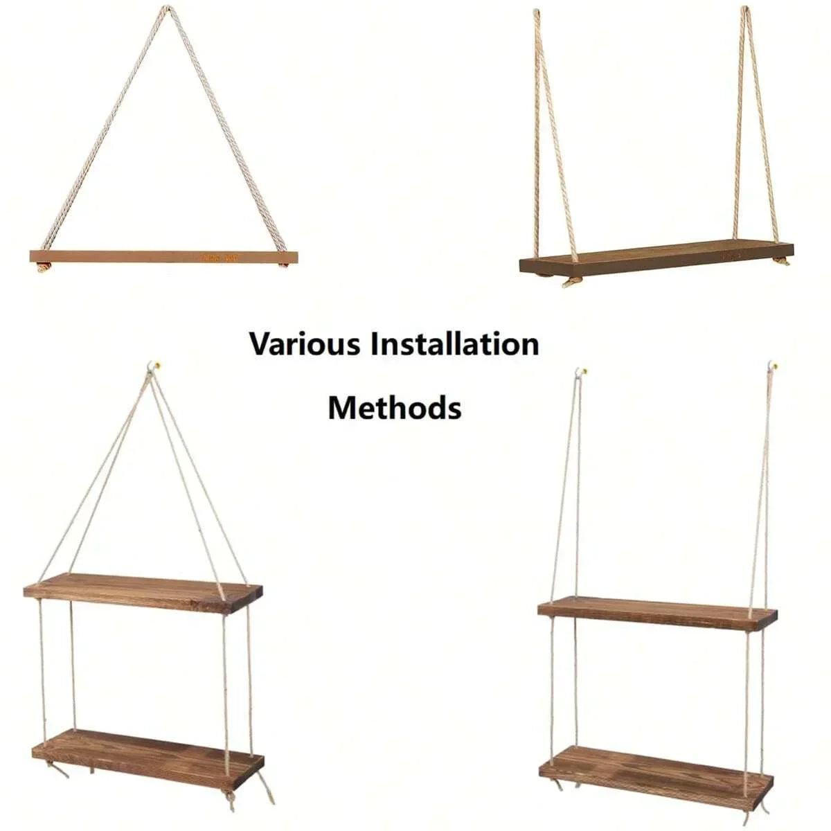 Wooden Swing Hanging Shelf - Natural