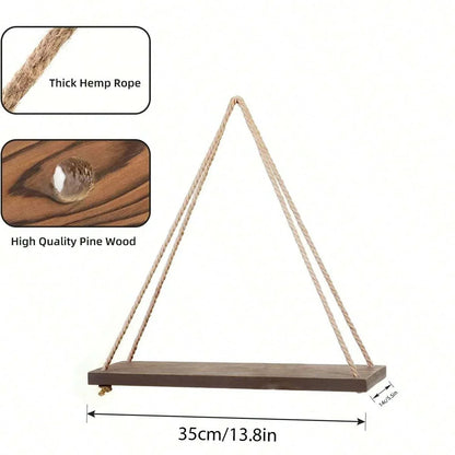 Wooden Swing Hanging Shelf - Natural