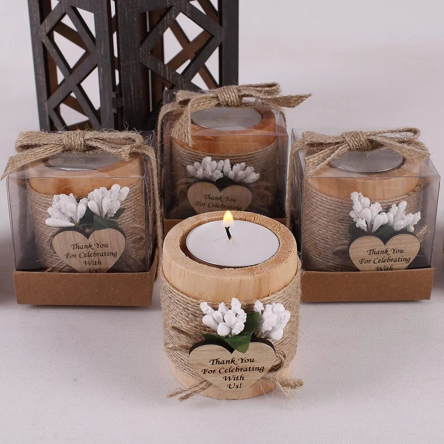 Wooden Tealight Candle Holders Set