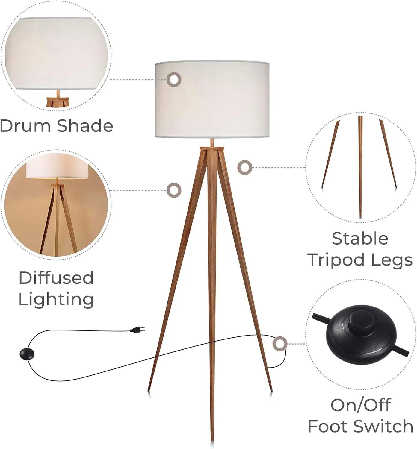 XMSJ Minimalist Floor Lamp with Foot Switch