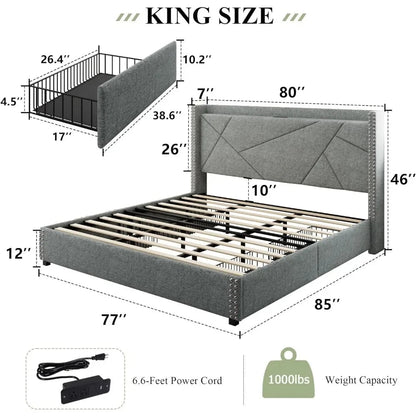 XMSJ Upholstered Platform Bed Frame