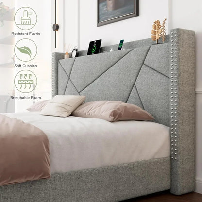 XMSJ Upholstered Platform Bed Frame