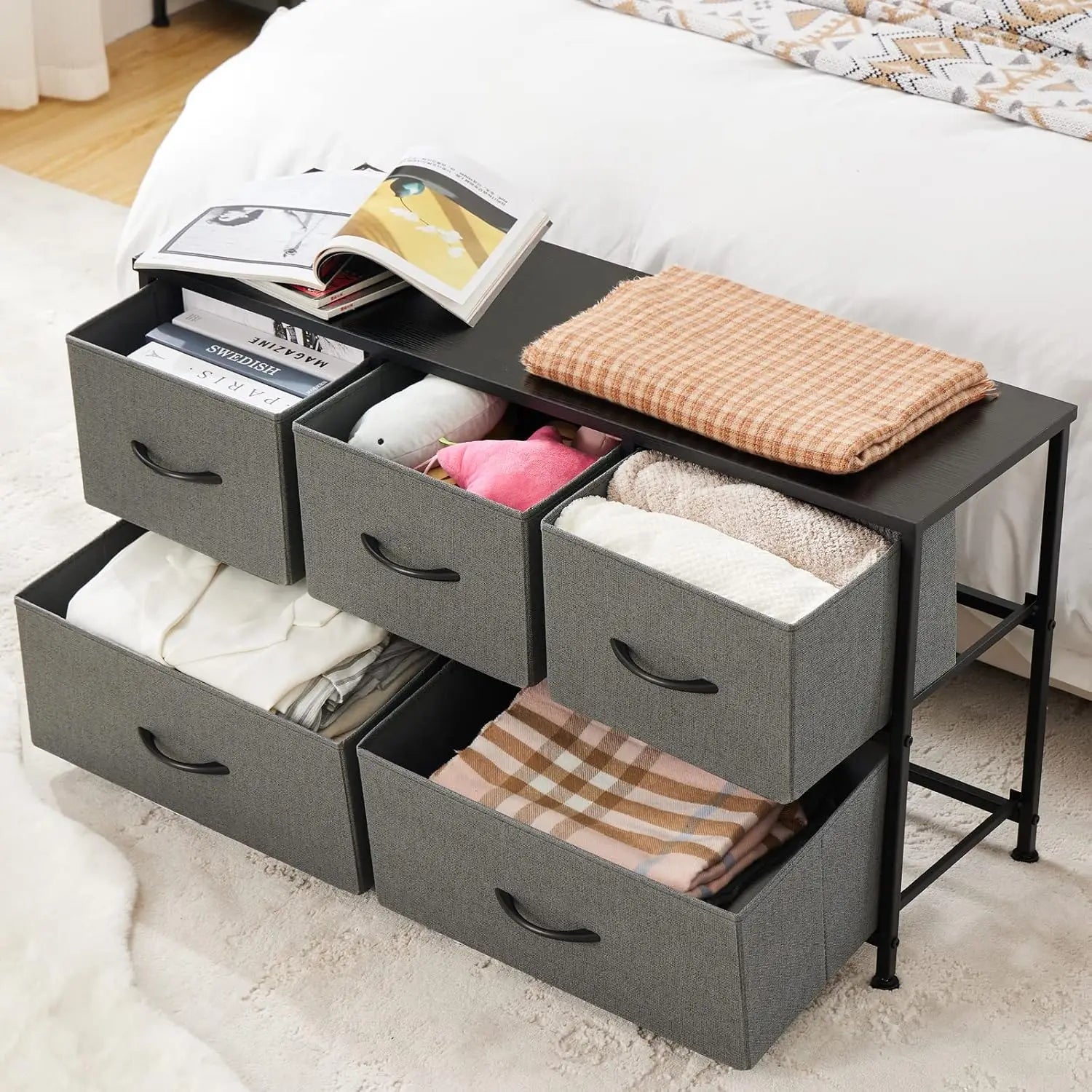 XMSJH 5-Drawer Fabric Storage Dresser