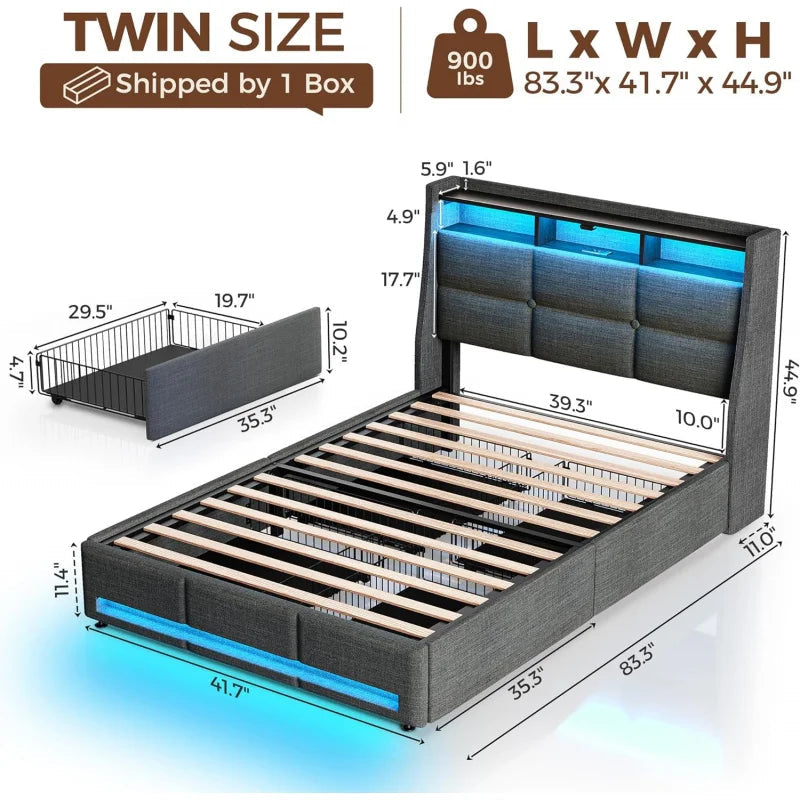 YUJINGXI Twin Upholstered Bed Frame