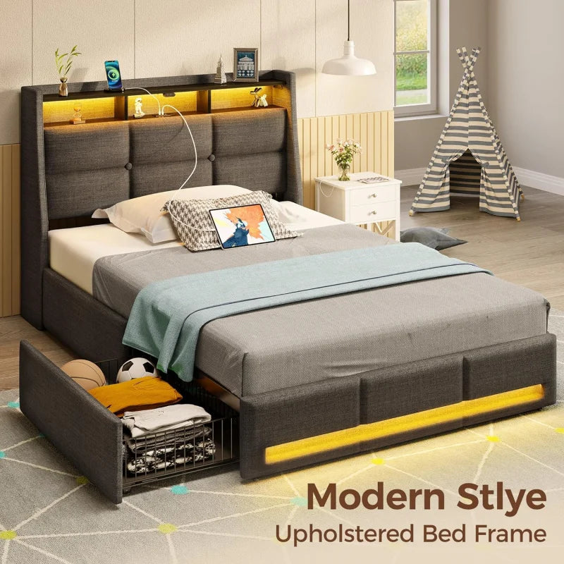 YUJINGXI Twin Upholstered Bed Frame