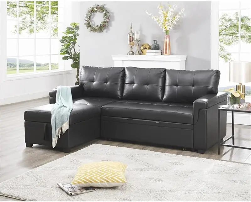 YUJINGXI Velvet Sleeper Sectional Sofa