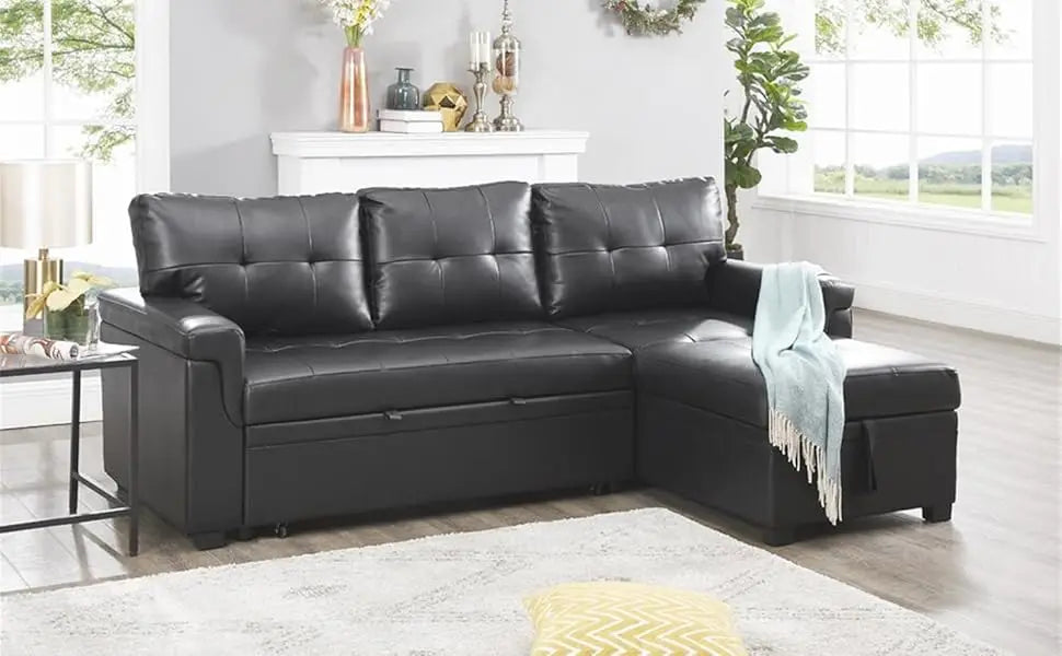 YUJINGXI Velvet Sleeper Sectional Sofa