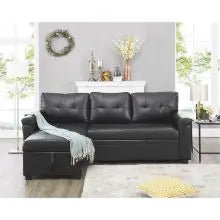 YUJINGXI Velvet Sleeper Sectional Sofa