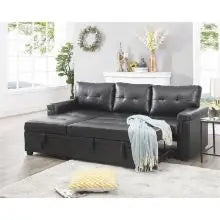 YUJINGXI Velvet Sleeper Sectional Sofa