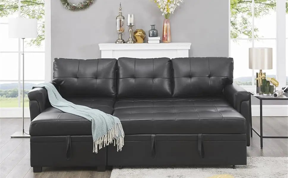 YUJINGXI Velvet Sleeper Sectional Sofa