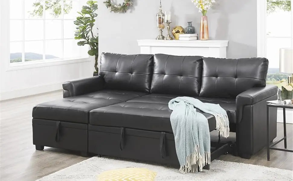 YUJINGXI Velvet Sleeper Sectional Sofa