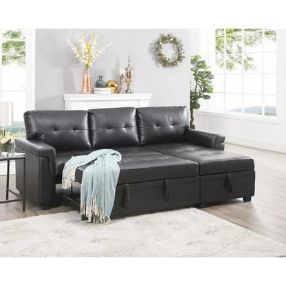 YUJINGXI Velvet Sleeper Sectional Sofa