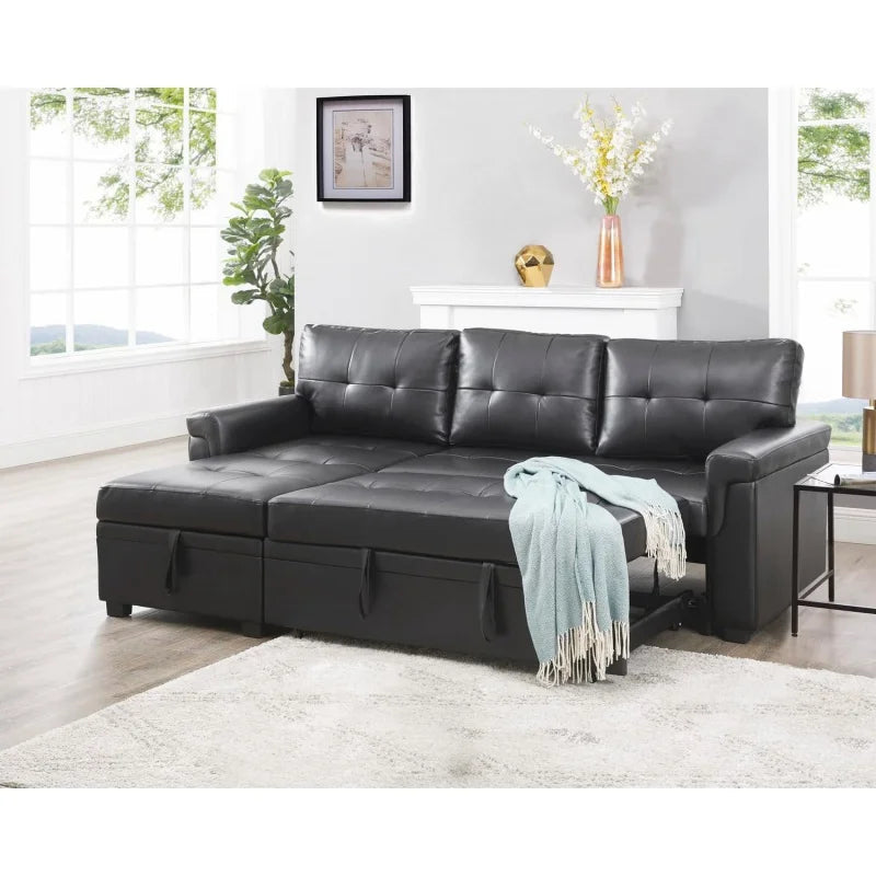 YUJINGXI Velvet Sleeper Sectional Sofa