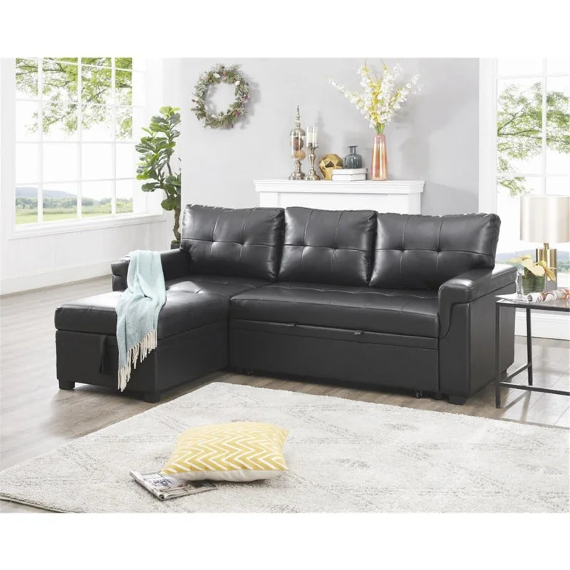 YUJINGXI Velvet Sleeper Sectional Sofa